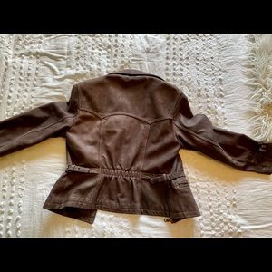 Vintage 90s Guess Leather Brown Moto Jacket